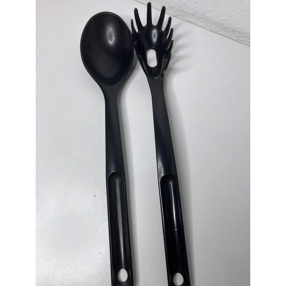 VTG Tupperware Black Plastic Pasta Spaghetti Scoop and Serving Spoon Utensils